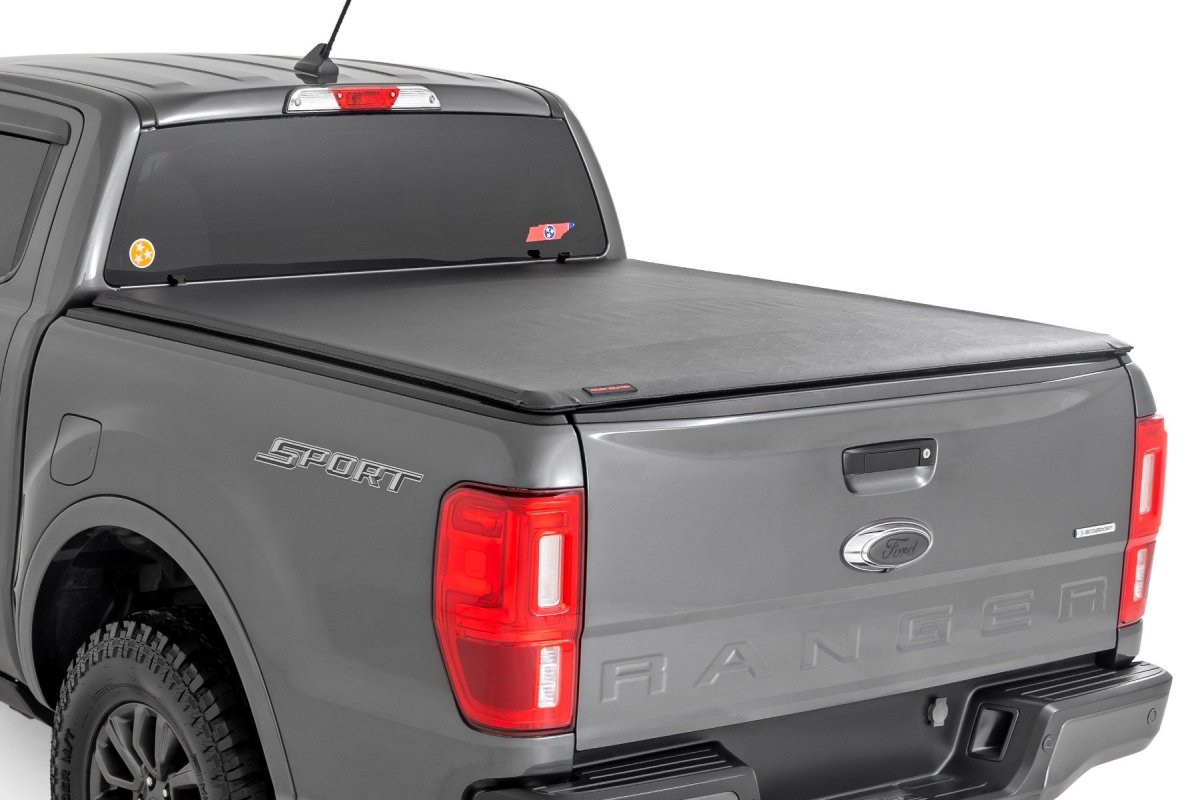 Ford Ranger Soft Roll Up Bed Cover - Rough Country - Matte Black - '19-'23